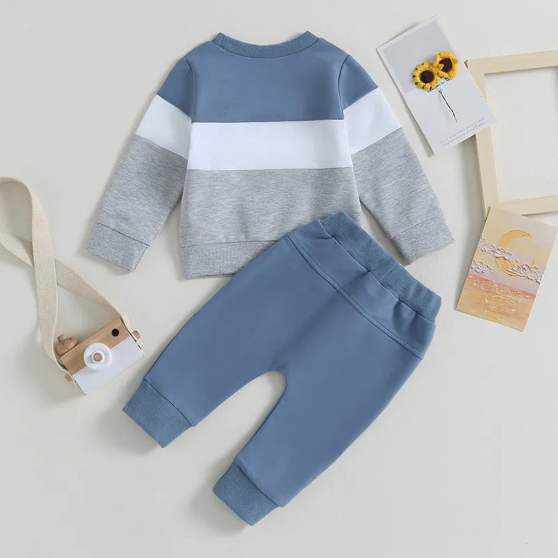Baby Boy 2-Piece Outfit Set| Long Sleeve Sweatshirt & Elastic Pants Clothes (0-3Years)