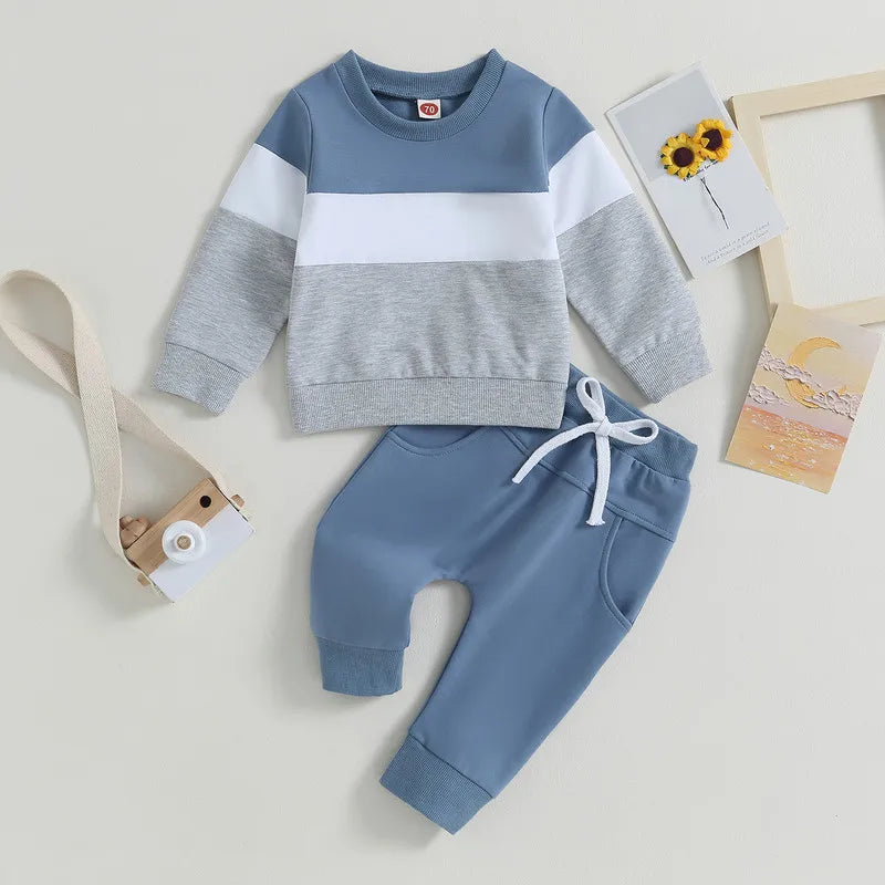 Baby Boy 2-Piece Outfit Set| Long Sleeve Sweatshirt & Elastic Pants Clothes (0-3Years)