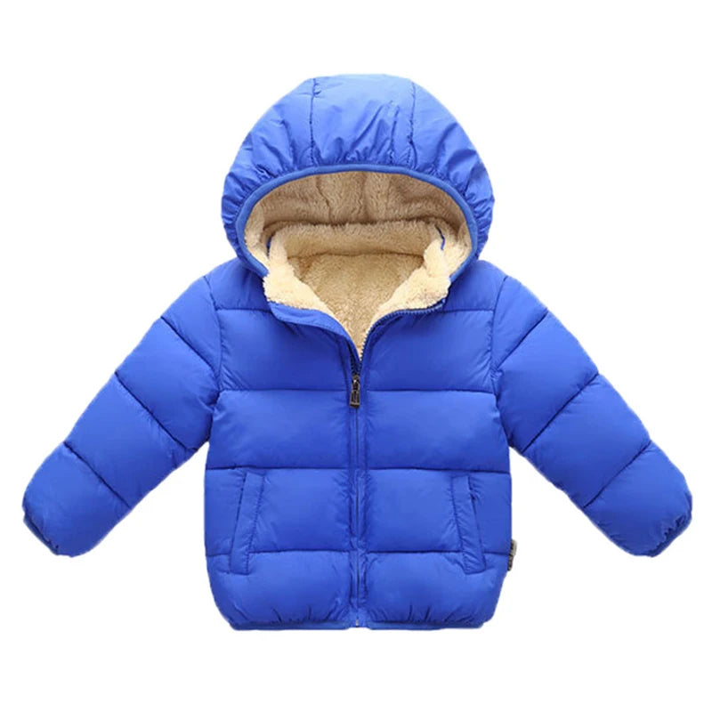 Winter Thick Jackets for Kids: Warm Plush Coats with Fur Hood for Boys and Girls (1-6 Years).