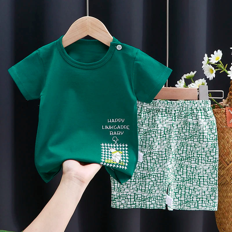 Kids Clothes Set – Baby Boy/Girl T-Shirt + Shorts Summer Clothing in Cotton with Cartoon Design (6M-4Years)