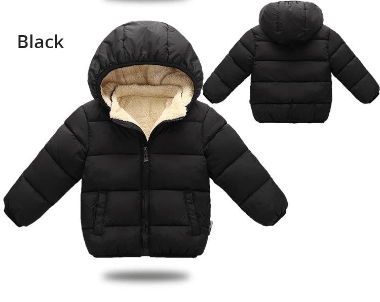 Winter Thick Jackets for Kids: Warm Plush Coats with Fur Hood for Boys and Girls (1-6 Years).