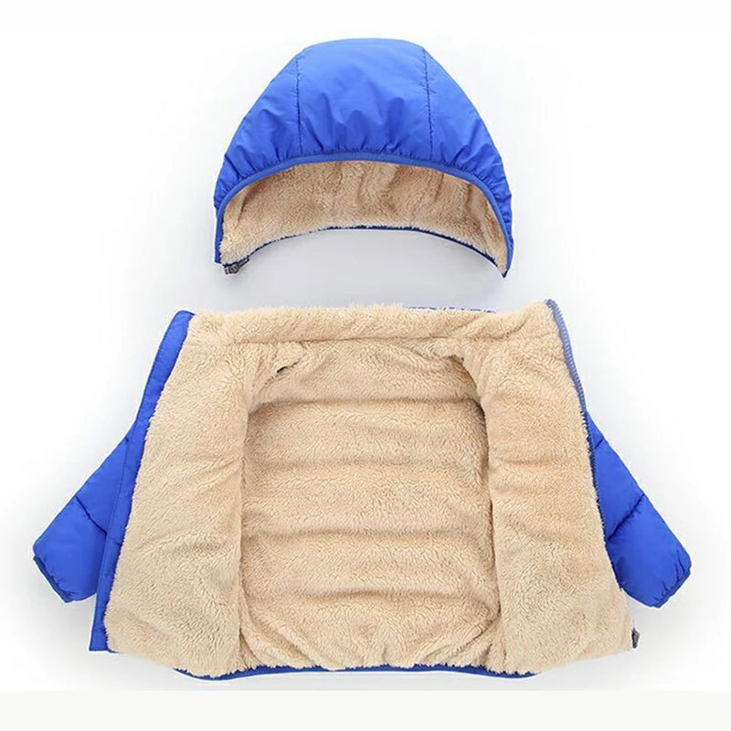 Winter Thick Jackets for Kids: Warm Plush Coats with Fur Hood for Boys and Girls (1-6 Years).