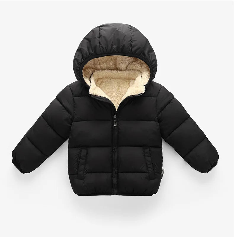 Winter Thick Jackets for Kids: Warm Plush Coats with Fur Hood for Boys and Girls (1-6 Years).