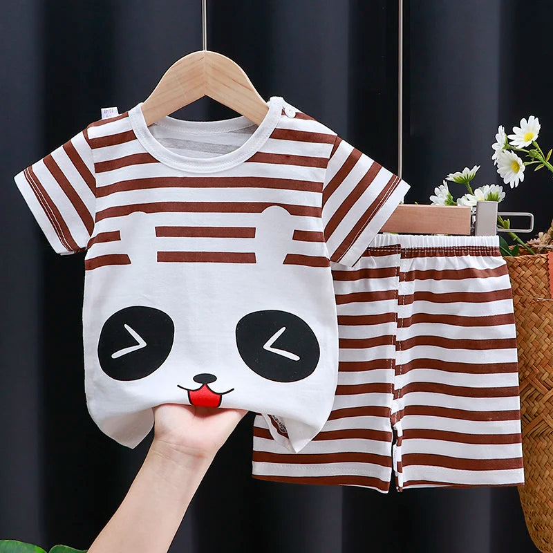Kids Clothes Set – Baby Boy/Girl T-Shirt + Shorts Summer Clothing in Cotton with Cartoon Design (6M-4Years)