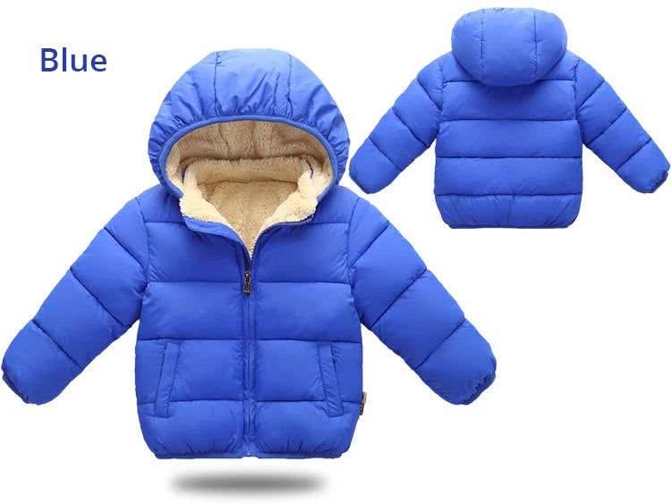 Winter Thick Jackets for Kids: Warm Plush Coats with Fur Hood for Boys and Girls (1-6 Years).