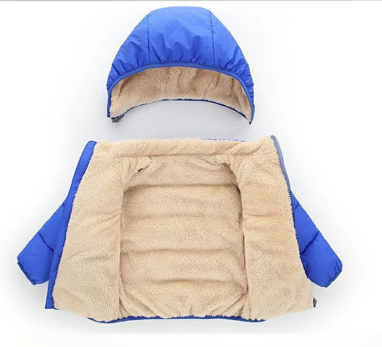 Winter Thick Jackets for Kids: Warm Plush Coats with Fur Hood for Boys and Girls (1-6 Years).