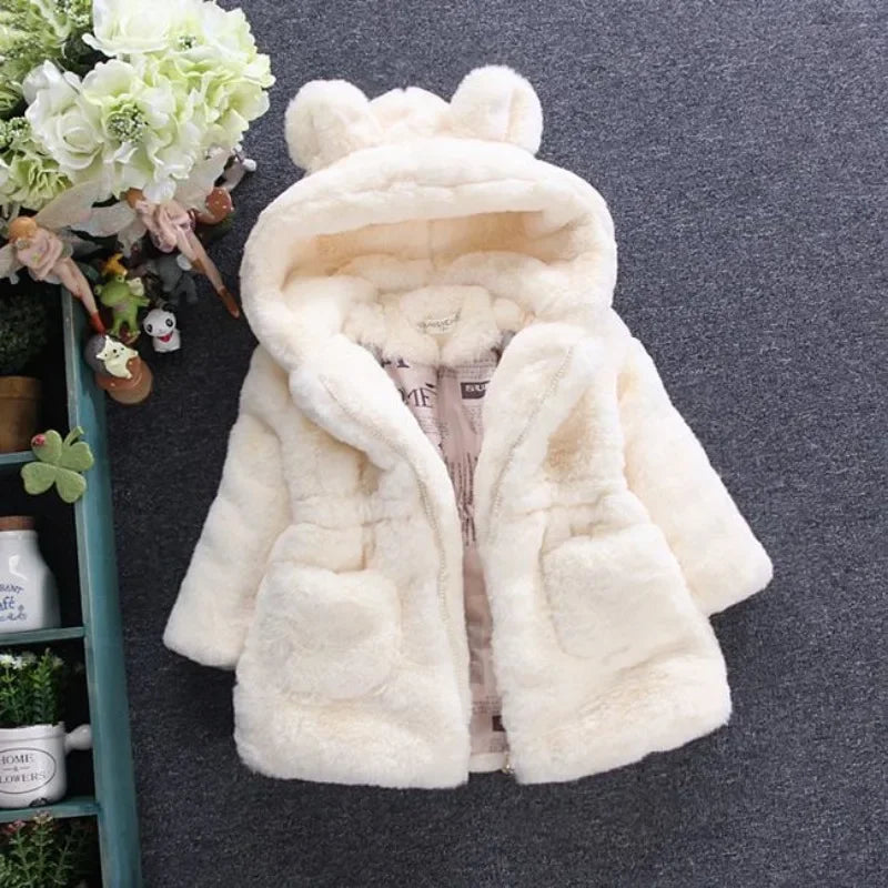 Warm Winter Coats for Baby Girls: Thick Faux Fur Hooded Jacket for (12M-7Years)