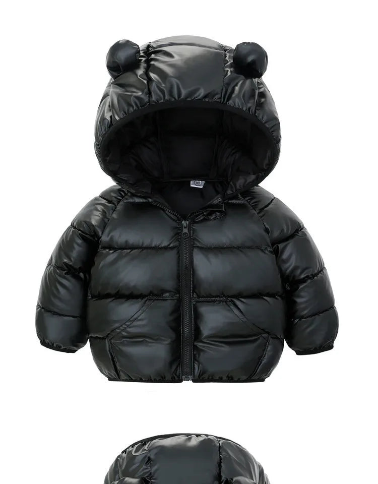 Autumn and Winter Hooded Jacket for Baby Boys and Girls: Adorable Ear Design, Windproof, and Padded for Extra Warmth