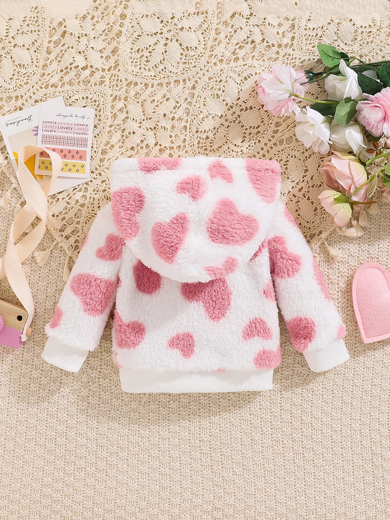 Adorable and cozy hooded zipper sweatshirt coat for baby girls, perfect for autumn and winter. (0-1 Years)