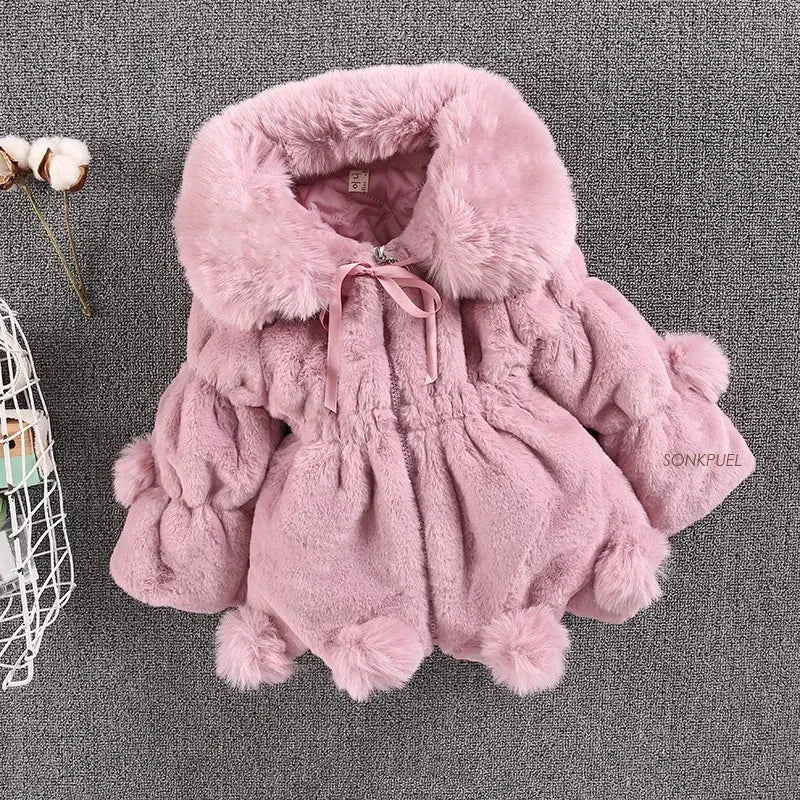 Warm Winter Coats for Baby Girls: Thick Faux Fur Hooded Jacket for (12M-7Years)