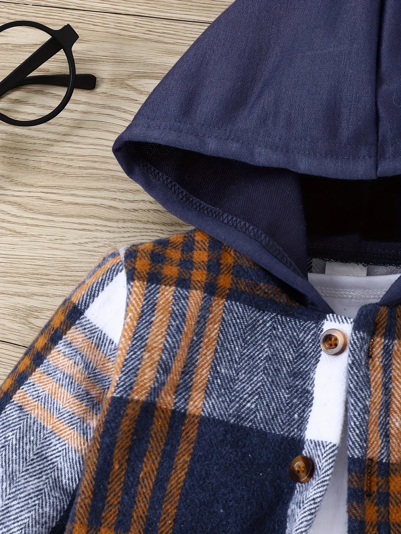 Autumn and Winter Plaid Jacket for Baby Boys: English-Style Hooded Coat with Pockets(6M-3 Years)