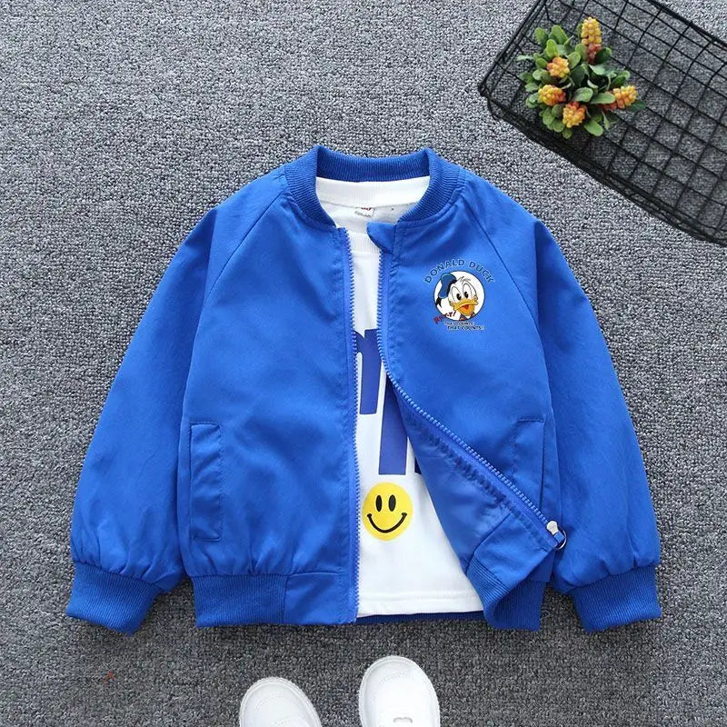 New Spring Kids' Windbreaker: Adorable Mickey, Minnie Mouse & Donald Duck Print Jacket for Boys and Girls (Ages 1-6).