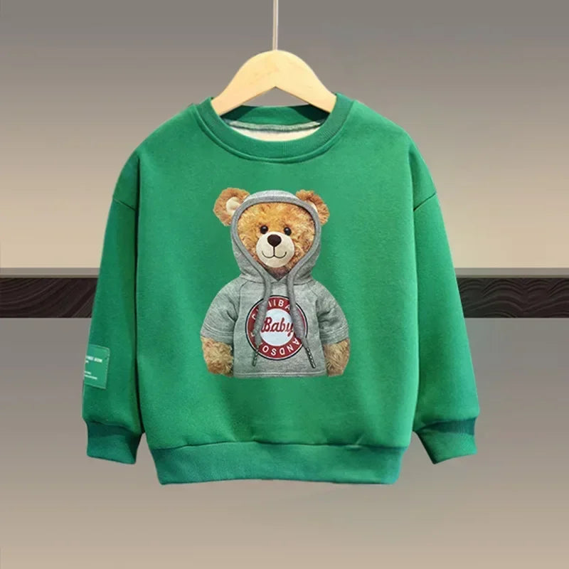 utumn Baby Tracksuit – Cartoon Bear Sweatshirt & Pants 2-Piece Cotton Outfit for Boys & Girls (2Years-14Years)