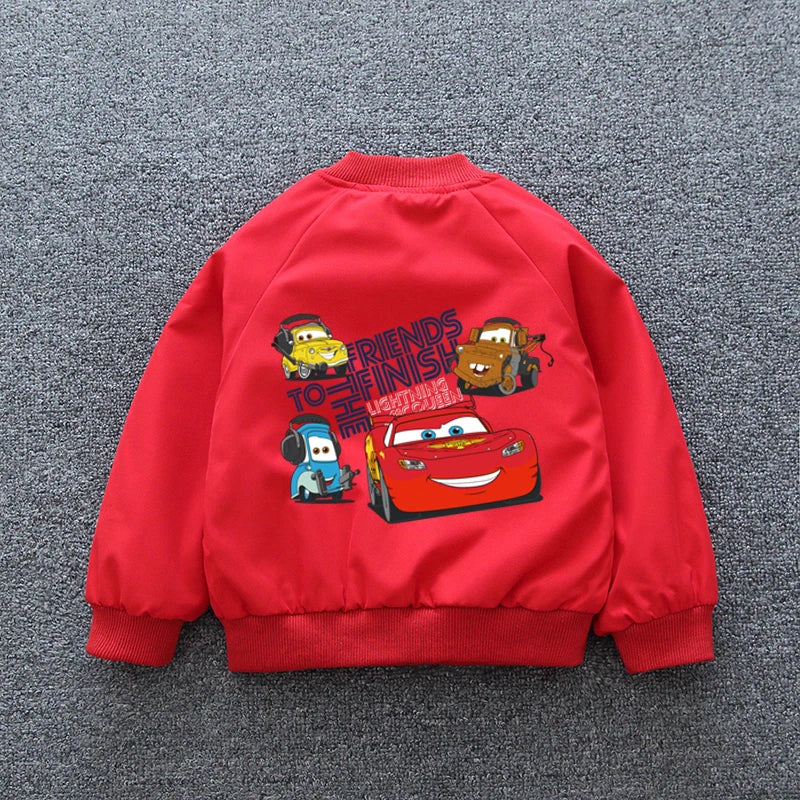 Autumn Kids Lightning McQueen Jacket: Cartoon Zippered Long-Sleeve Sport Coat for Boys and Girls (2-12 Years)
