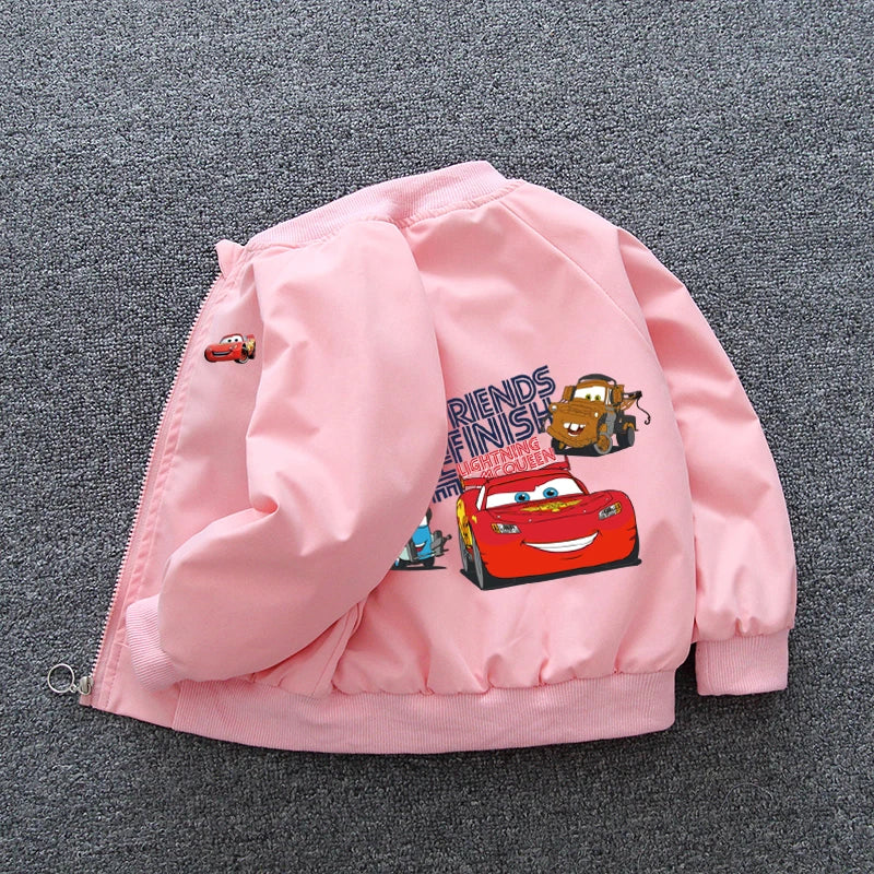 Autumn Kids Lightning McQueen Jacket: Cartoon Zippered Long-Sleeve Sport Coat for Boys and Girls (2-12 Years)