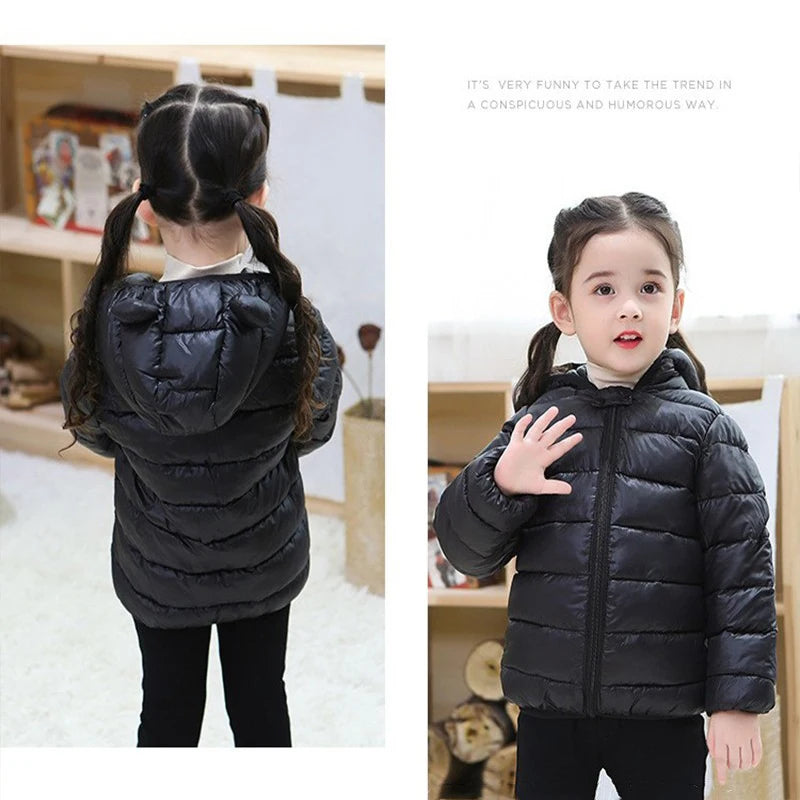 Lightweight Hooded Down Jacket for Boys and Girls – Warm Zippered Outerwear for Autumn and Winter (Ages 1-5)