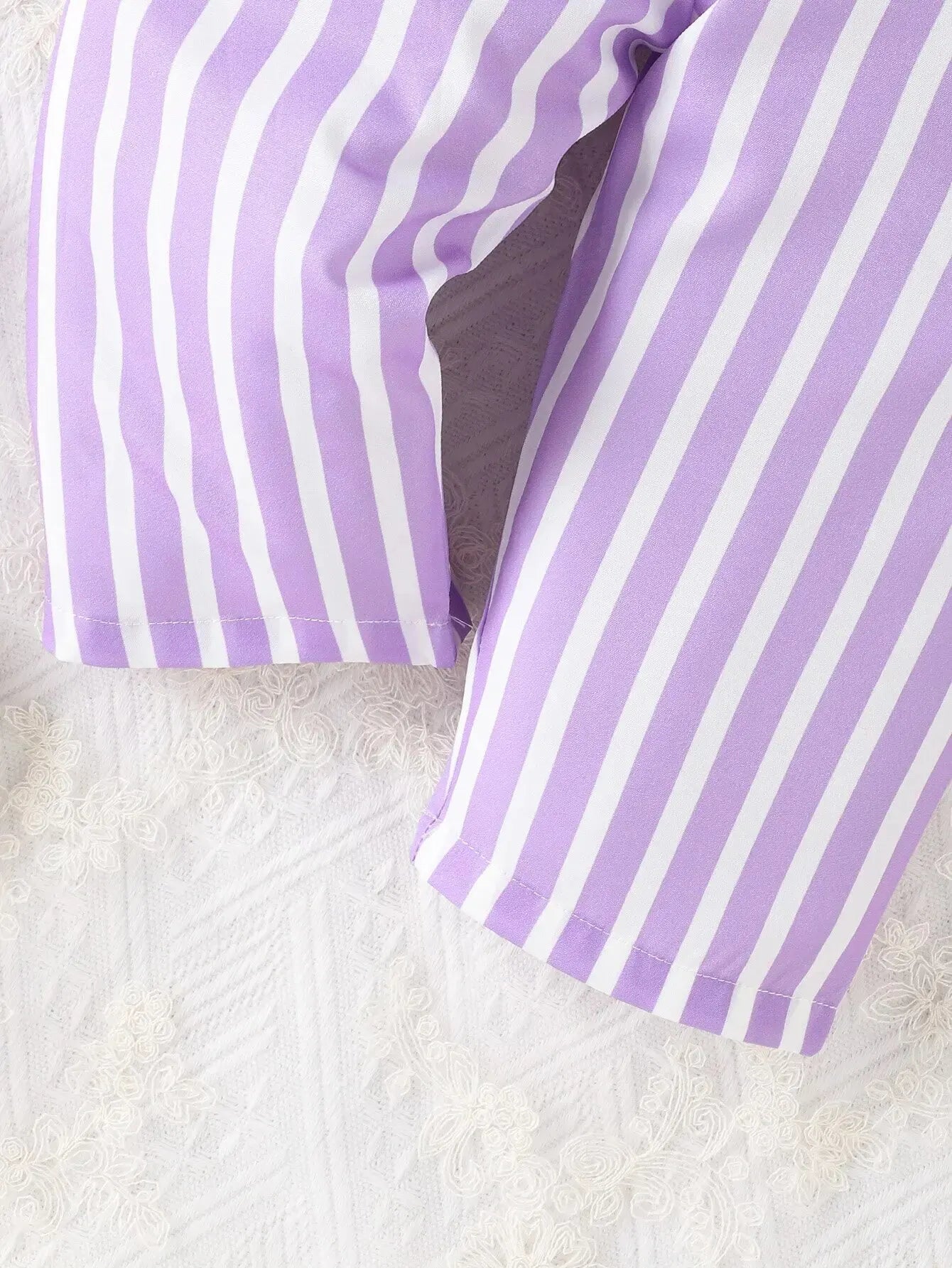 Summer Baby Girl Style Sweet and Cute Belted Dress – Purple Stripes, Comfortable, Breathable Holiday Seaside Style(6M-3Years)