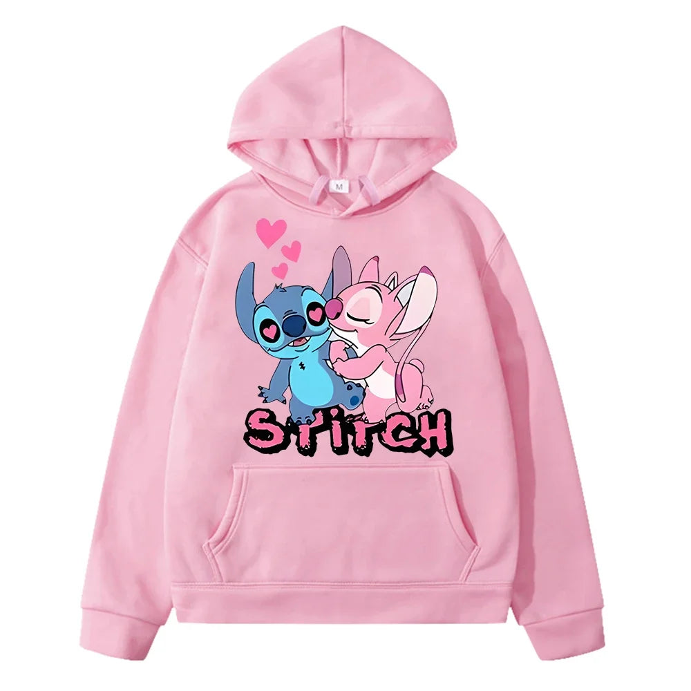 Disney Stitch Print Fleece Hoodie –Casual Pullover Sweatshirt for Boys & Girls