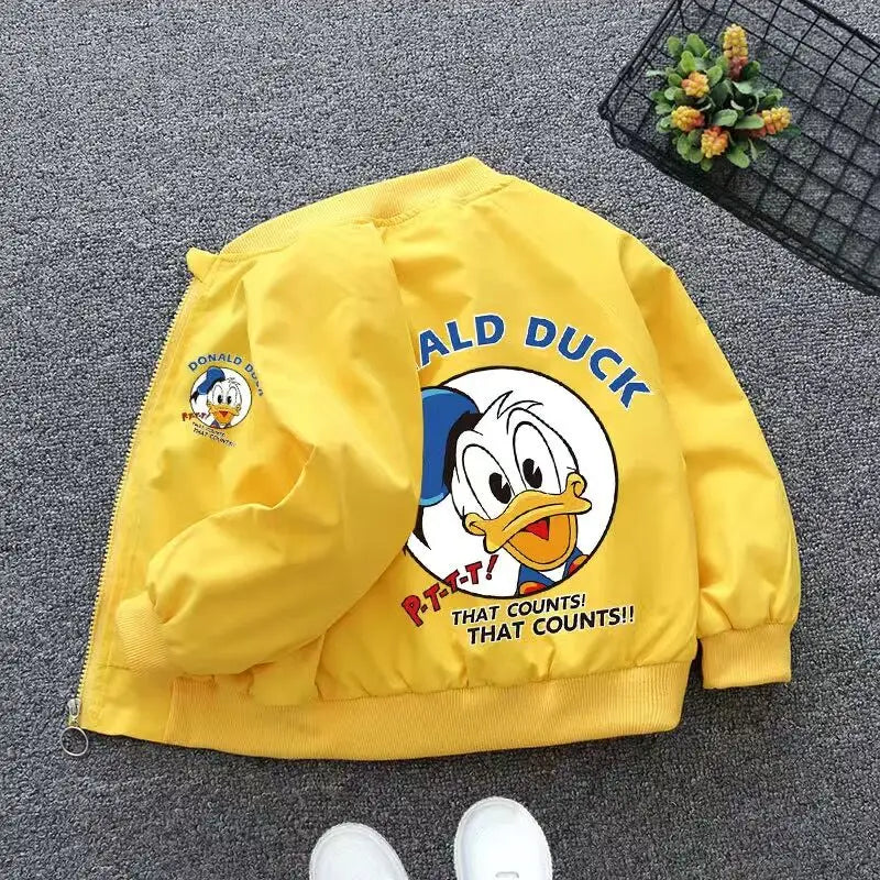 New Spring Kids' Windbreaker: Adorable Mickey, Minnie Mouse & Donald Duck Print Jacket for Boys and Girls (Ages 1-6).