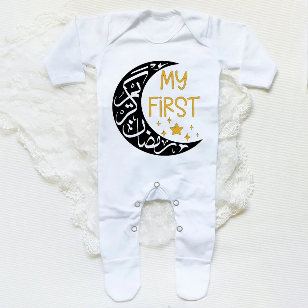 Newborn Baby Long Sleeve Romper 'My First Eid Ramadan'