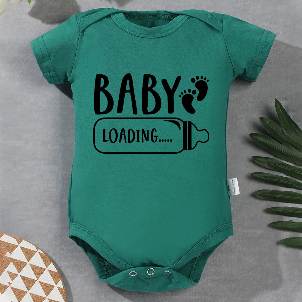 Pregnancy Announcement - Onesie Cotton Newborn Boy and Girl Romper 'Baby Loading'