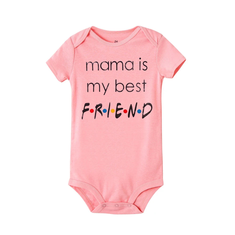 Newborn Baby Jumpsuit Girl Boy Clothes 'Mama Is My Best Friend Print'