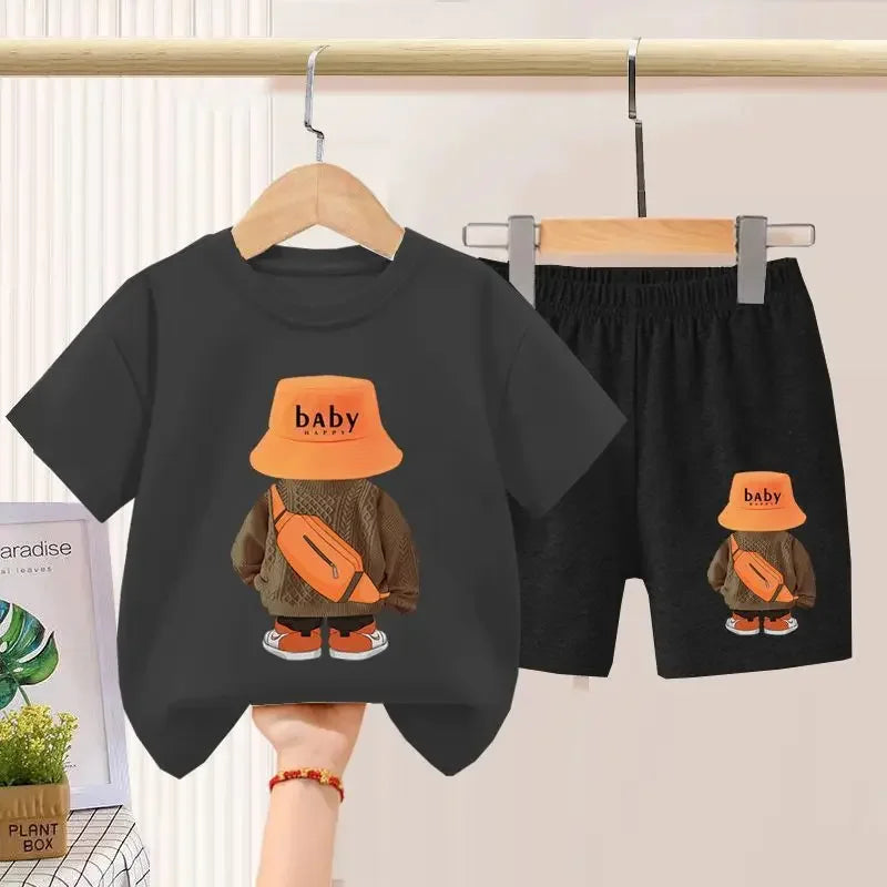 Summer Boys Clothing Set | Cartoon Bear T-Shirt & Shorts 2-Piece Casual Tracksuit Outfit (1-12Years)