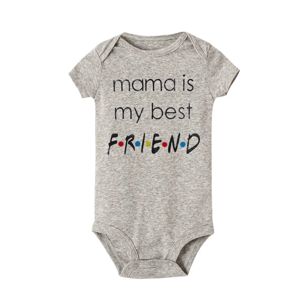 Newborn Baby Jumpsuit Girl Boy Clothes 'Mama Is My Best Friend Print'