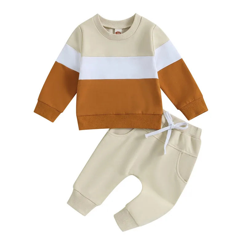 Baby Boy 2-Piece Outfit Set| Long Sleeve Sweatshirt & Elastic Pants Clothes (0-3Years)