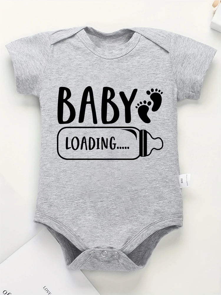 Pregnancy Announcement - Onesie Cotton Newborn Boy and Girl Romper 'Baby Loading'