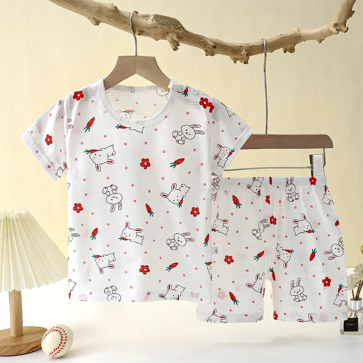 Summer Kid's Clothing Set – Short Sleeve T-Shirt and Shorts Home Sleepwear for Boys and Girls (9M-8Years).