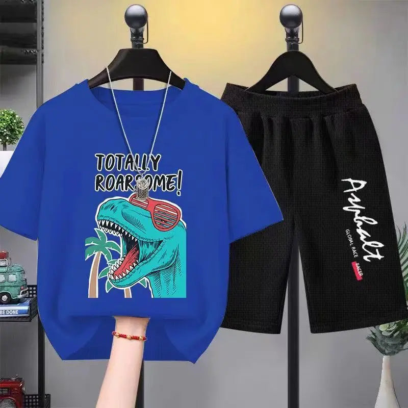 Summer Boys Dinosaur Print T-Shirt & Shorts Set (1-12Years)