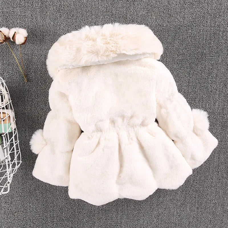 Warm Winter Coats for Baby Girls: Thick Faux Fur Hooded Jacket for (12M-7Years)