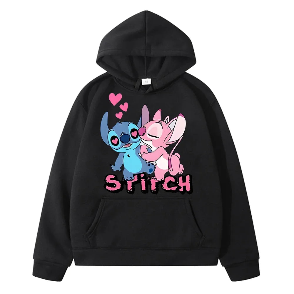 Disney Stitch Print Fleece Hoodie –Casual Pullover Sweatshirt for Boys & Girls
