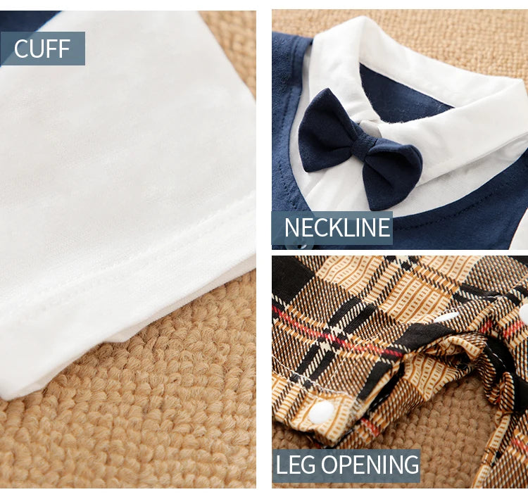 Newborn Baby Gentleman Party Outfit | Soft Cotton Short Sleeve Bodysuit for Boys (0-18 Months)