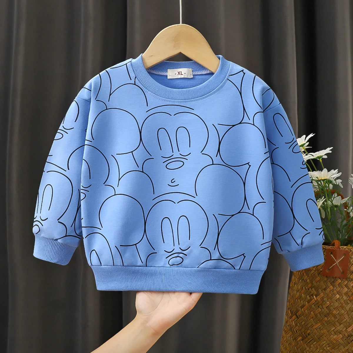 Disney Mickey Long Sleeve Sweatshirt – Fashionable Crewneck Pullover for Boys & Girls (0-3Years)