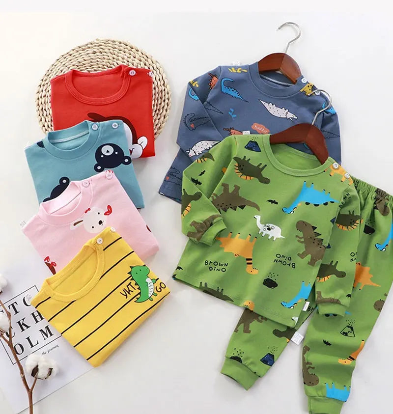 Kids 100% Cotton Pajamas Set – Boys & Girls Cotton Cartoon Outfit (9M-8Years)