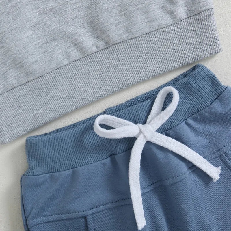 Baby Boy 2-Piece Outfit Set| Long Sleeve Sweatshirt & Elastic Pants Clothes (0-3Years)