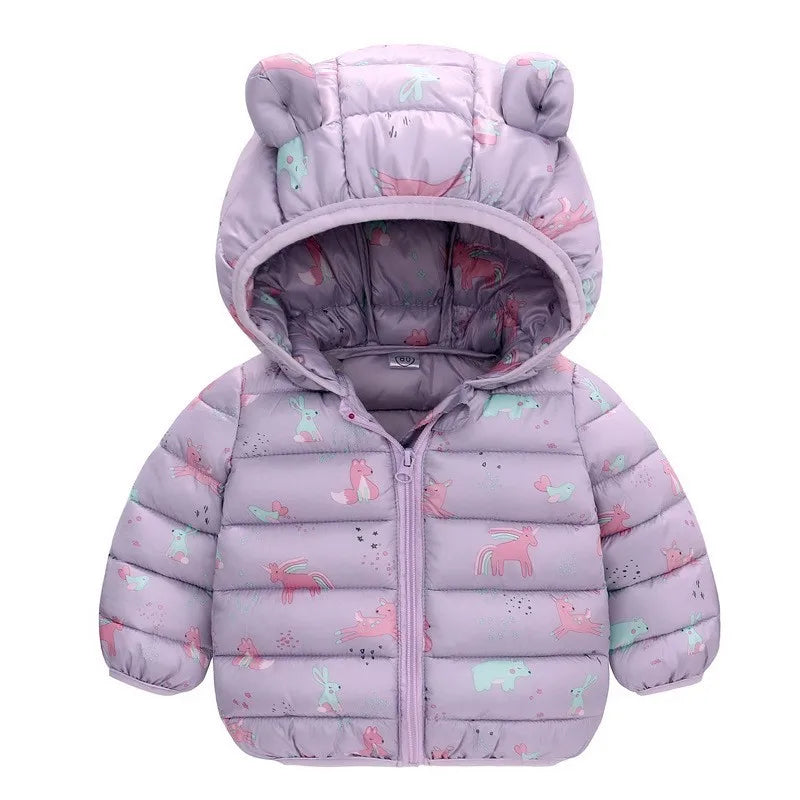 Lightweight Hooded Down Jacket for Boys and Girls – Warm Zippered Outerwear for Autumn and Winter (Ages 1-5)