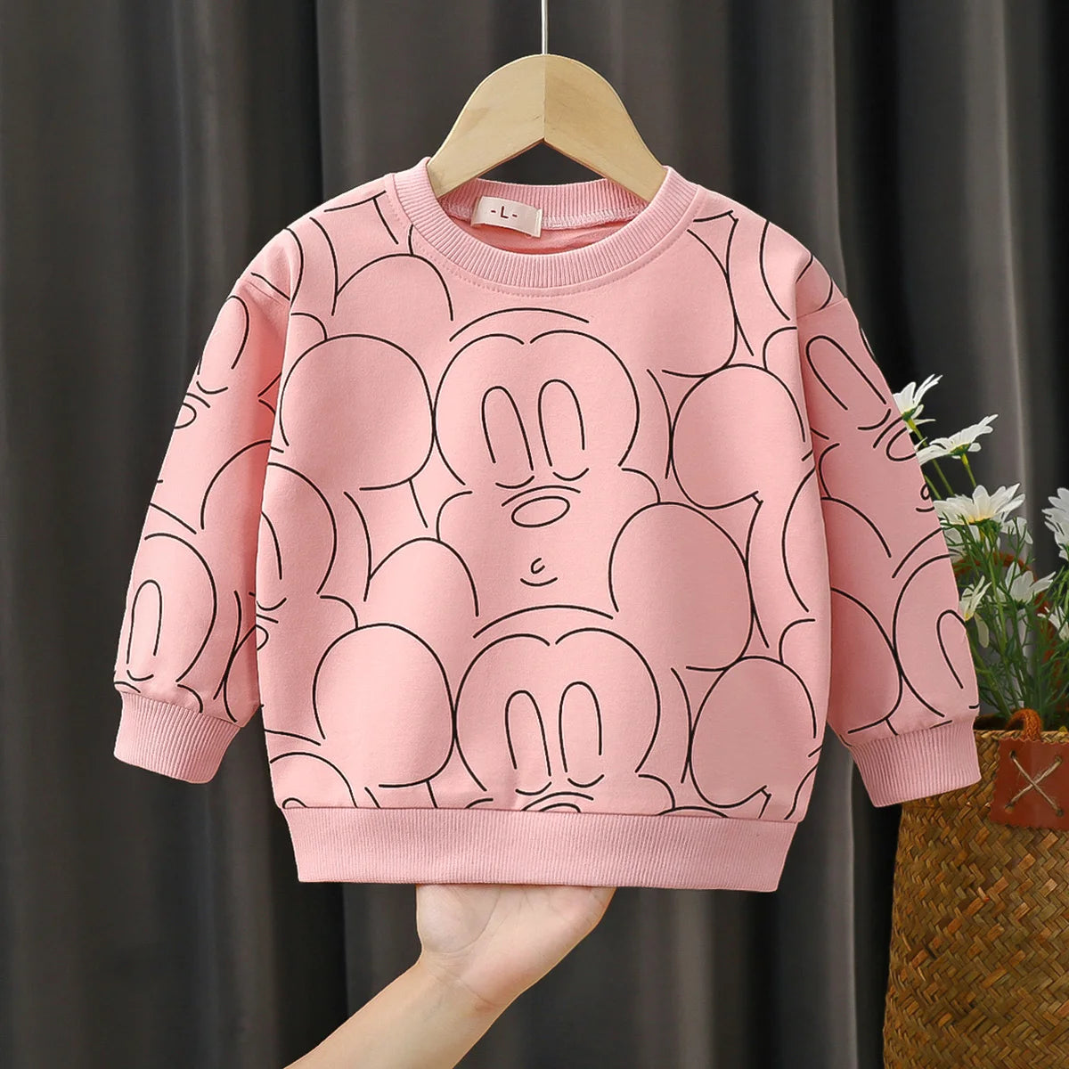 Disney Mickey Long Sleeve Sweatshirt – Fashionable Crewneck Pullover for Boys & Girls (0-3Years)