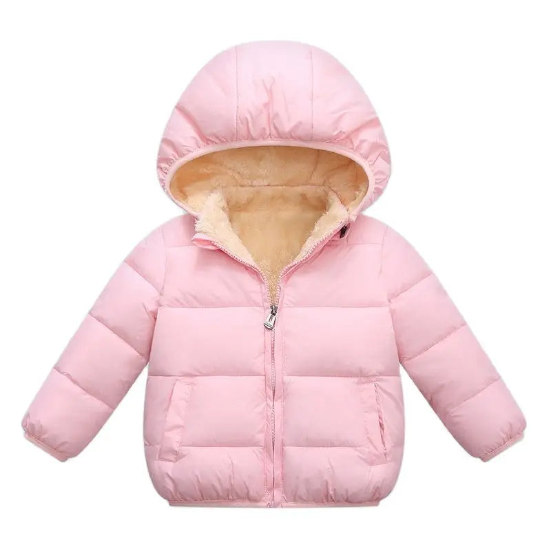 Winter Thick Jackets for Kids: Warm Plush Coats with Fur Hood for Boys and Girls (1-6 Years).