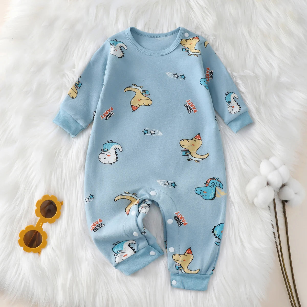 100% Cotton Baby Jumpsuit – Adorable Animal Print Newborn Crawling Suit (0-18 Months)