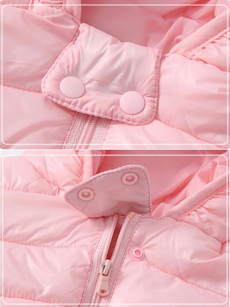 Lightweight Hooded Down Jacket for Boys and Girls: Warm Zippered Outerwear for Autumn and Winter (1-5 Years)