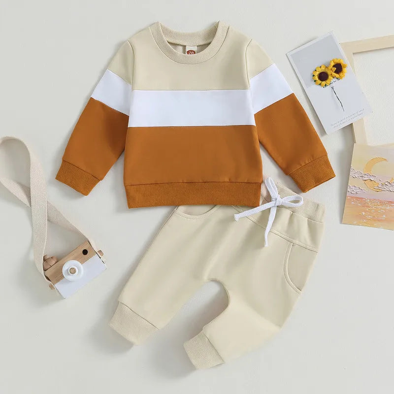 Baby Boy 2-Piece Outfit Set| Long Sleeve Sweatshirt & Elastic Pants Clothes (0-3Years)