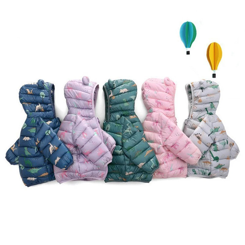 Lightweight Hooded Down Jacket for Boys and Girls: Warm Zippered Outerwear for Autumn and Winter (1-5 Years)
