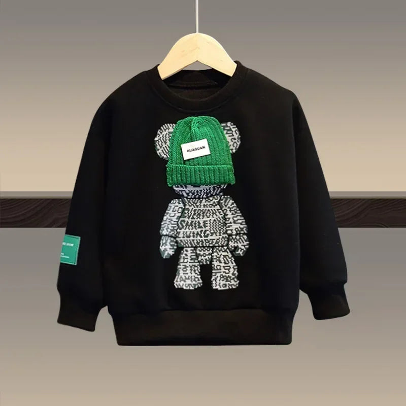 utumn Baby Tracksuit – Cartoon Bear Sweatshirt & Pants 2-Piece Cotton Outfit for Boys & Girls (2Years-14Years)