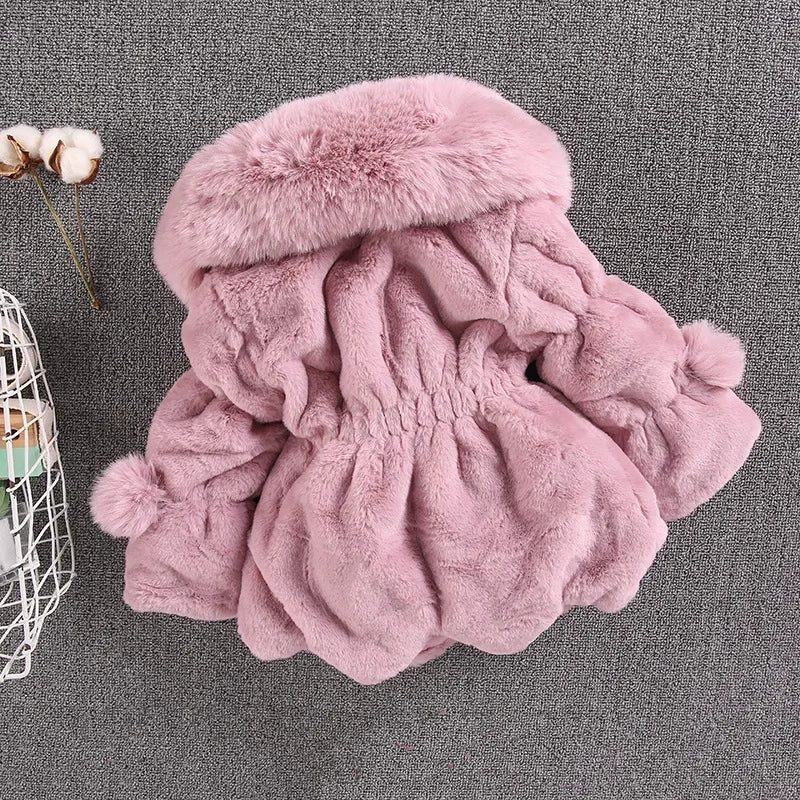 Warm Winter Coats for Baby Girls: Thick Faux Fur Hooded Jacket for (12M-7Years)