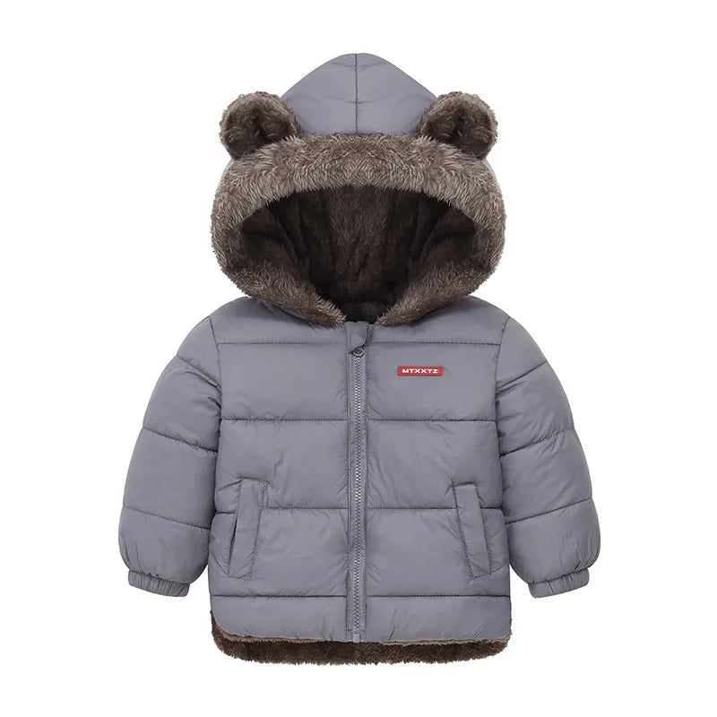 Baby Boys' and Girls' Hooded Cotton Jackets: Thick Fleece and Cashmere-Padded Winter Coats(2-5 Years).
