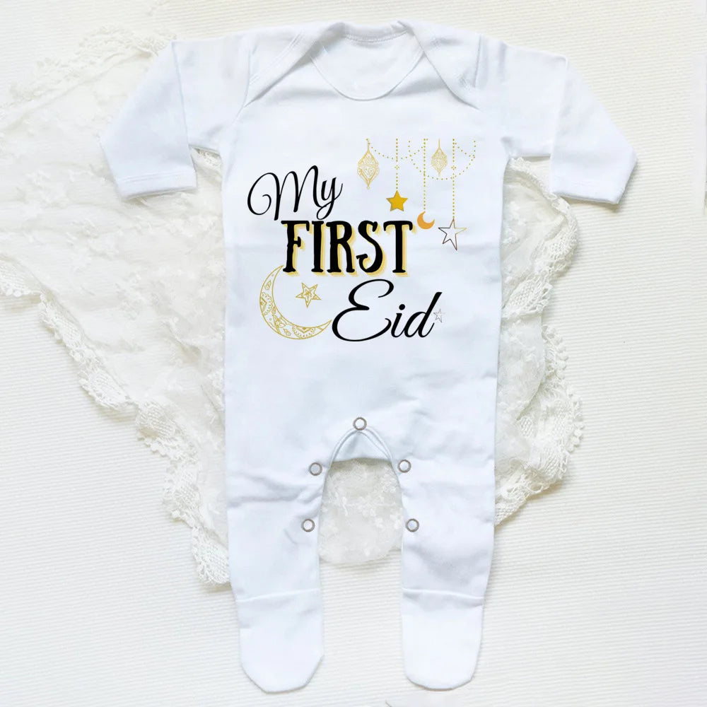 Newborn Baby Long Sleeve Romper 'My First Eid Ramadan'
