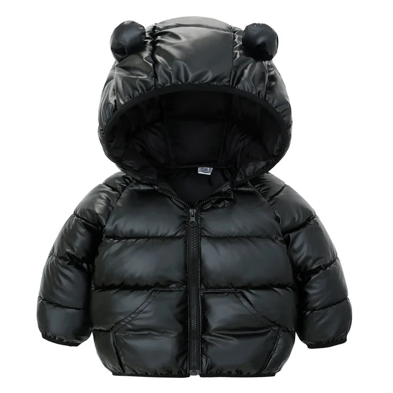Autumn and Winter Hooded Jacket for Baby Boys and Girls: Adorable Ear Design, Windproof, and Padded for Extra Warmth